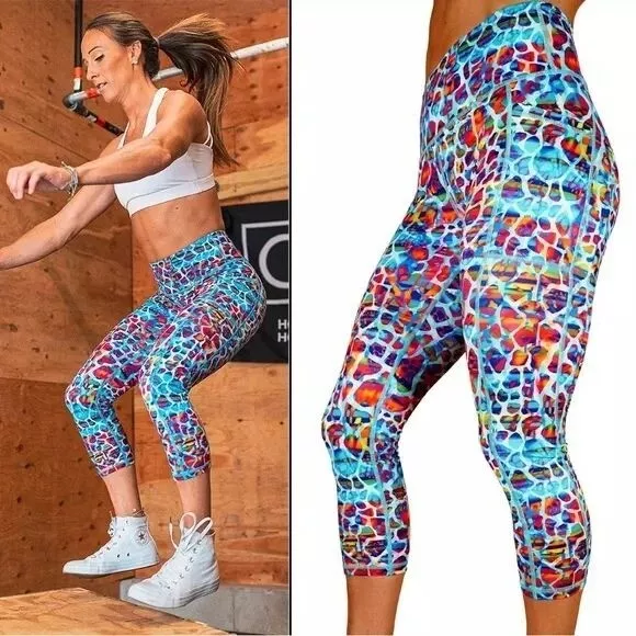 constantly-varied-gear exotic bright leopard print crop pockets leggings