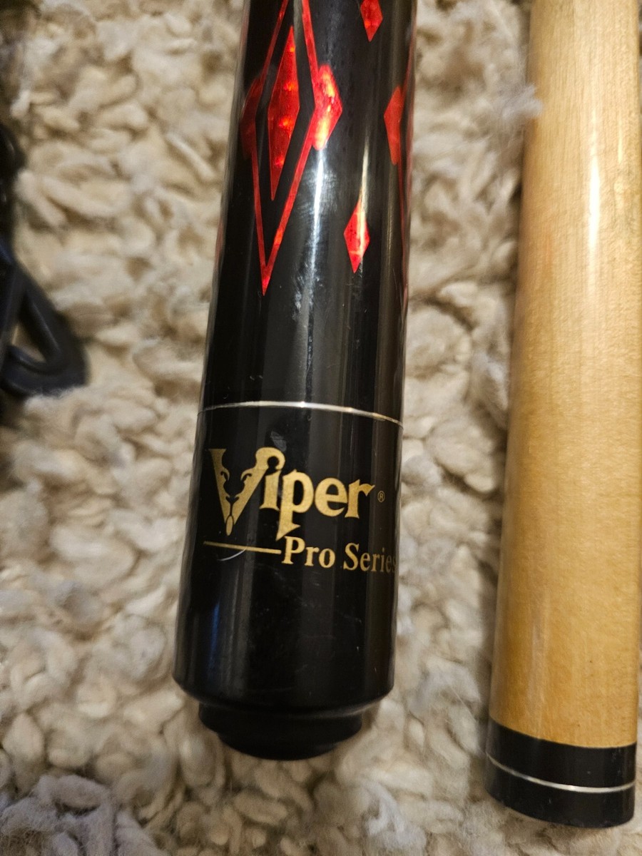 VIPER PRO SERIES Pool Cue Stick Red Black Q-Vault Black Case Bag