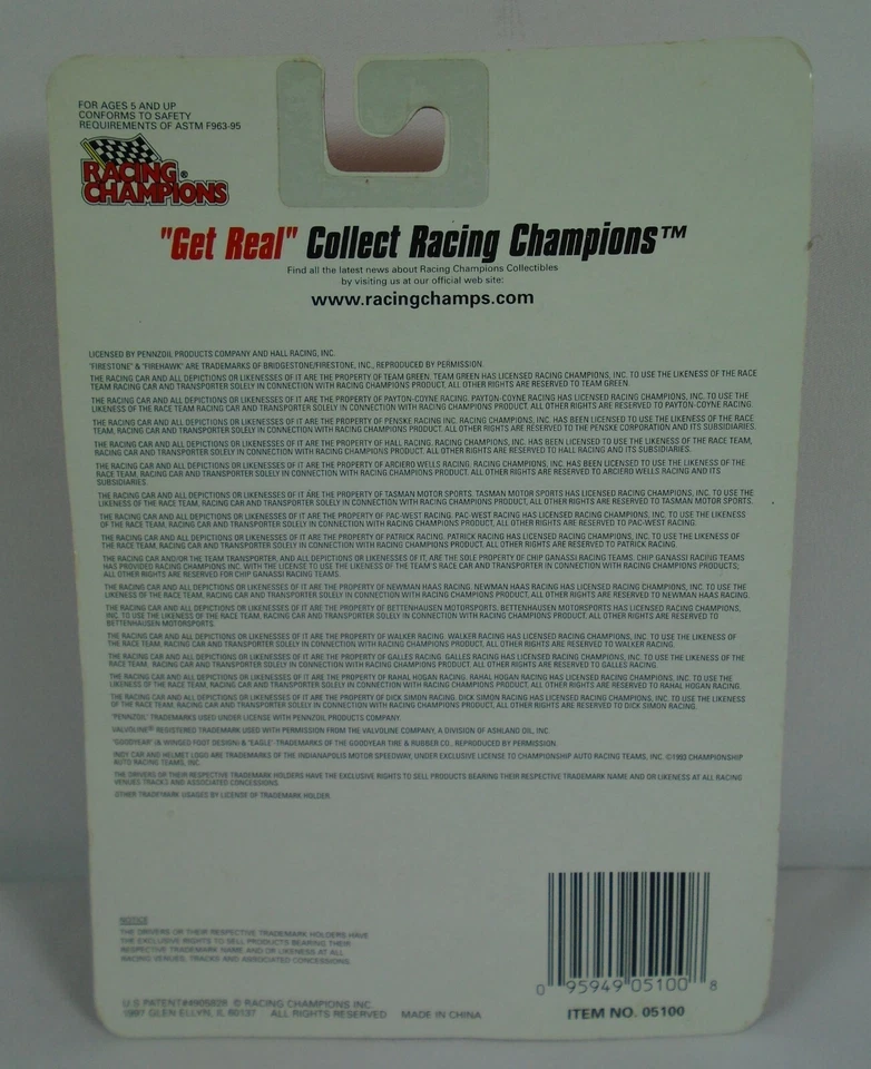 1997 Alex Zanardi Target Chip Ganassi Racing Reynard Racing Champions DieCast - Image 4 of 4