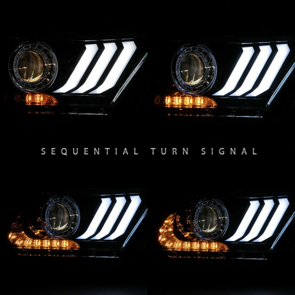 Par de faros proyectores LED para Ford Mustang 2010-2012 señales de giro secuenciales Foto 4 de 4
