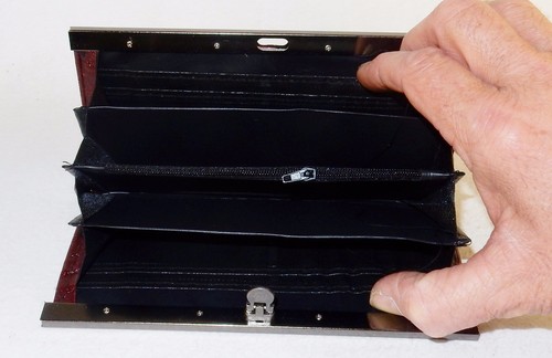 Clutch Wallet w/Butterflies Pattern, Metal Frame, Vinyl Shell, 3 Color Choices - Picture 26 of 28