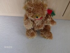 brauner Zottel Stoffbär mit Schal um