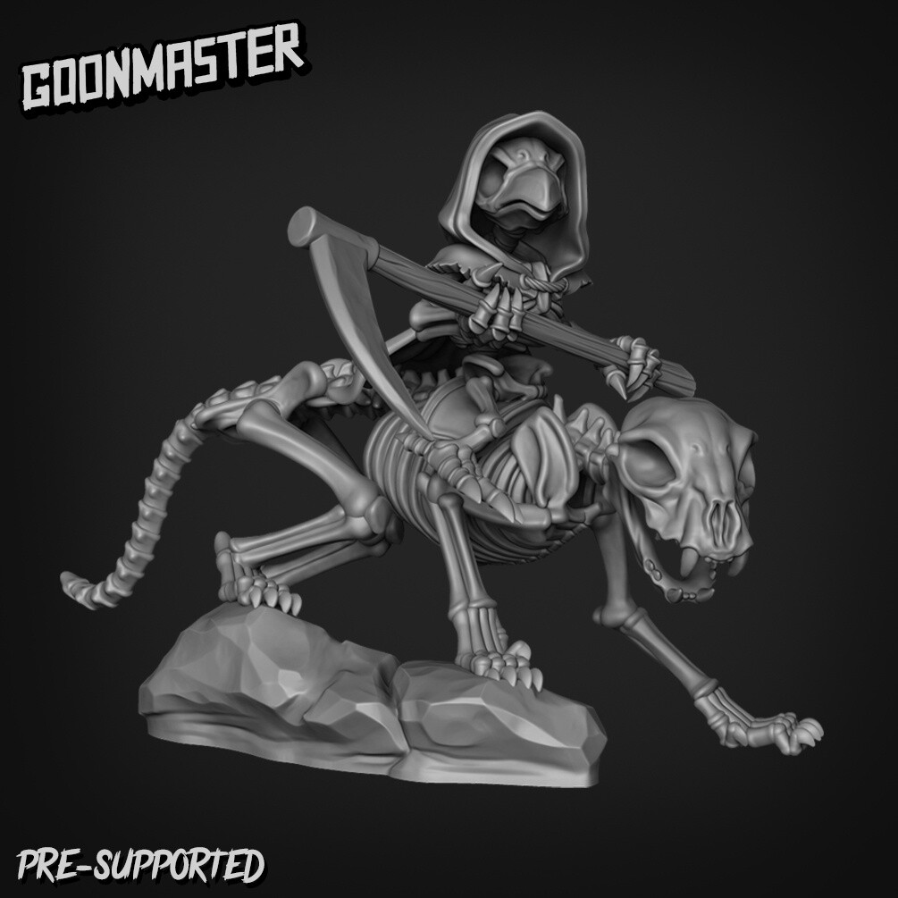 Skeleton Kenku on Skeleton Cat Mount Miniature | D&D DnD