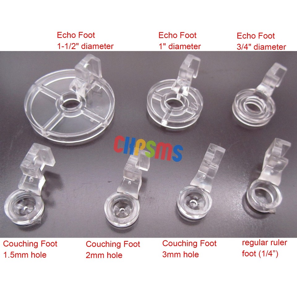 7PCS Clear Couching / Echo Quilting Ruler Presser Foot For Low Shank ...