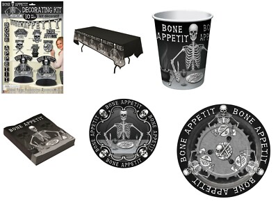 Bone Appetit HalloweenThemed Tableware & Party Decor Plates, Napkins Cups Etc