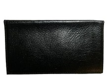 Black CHECKBOOK COVER Genuine Bombay Buffalo LEATHER Wallet Combo NEW