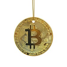 Bitcoin BTC Christmas Ornament Circle Shape - Crypto Blockchain Holiday Gift