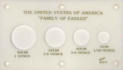 Capital Holder Family Of Gold Eagles Coins 50 25 10 5 3.5x6 White Display Case