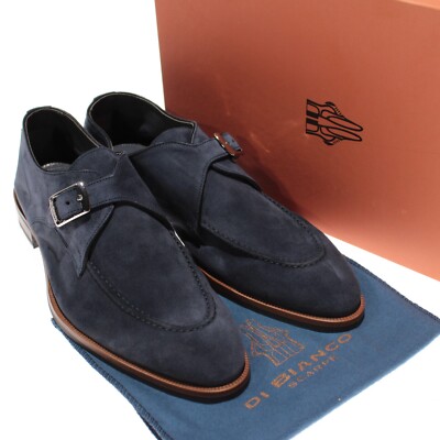 Di Bianco NWD Parma Single Monk Strap Dress Shoes Size 41.5 US 8.5 in Blue Suede