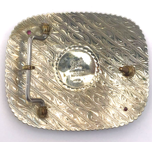 Gist Sterlingsilber OL Trophy Gürtelschnalle mit Rubinen Vintage 1995 APHA Pferdeshow - Bild 4 von 8
