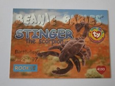 TY Beanie Babies BBOC Card - Series 1  Stinger the Scorpion in Blue Foil