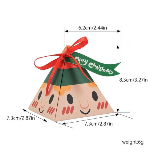 12pcs Christmas Gift Boxes Candy Sweets Xmas Triangle Party Paper Favour Ribbon - Picture 8 of 13