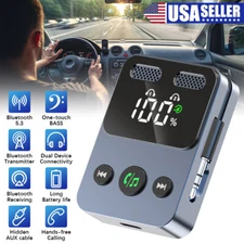 Bluetooth 5.3 Transmitter Receiver 2 IN 1 Wireless Audio 3.5mm Jack Aux Adapter