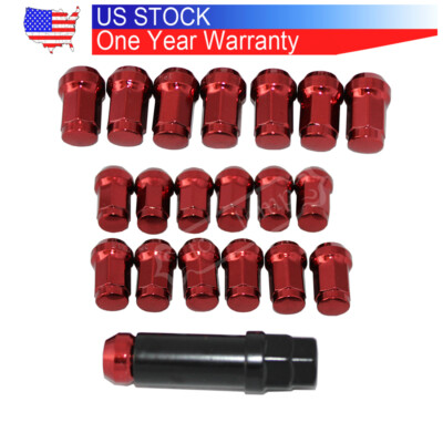 12MM x 1.5 For Honda Acura Spline Tuner Lug Nuts Socket Red with Key Lock 20pcs