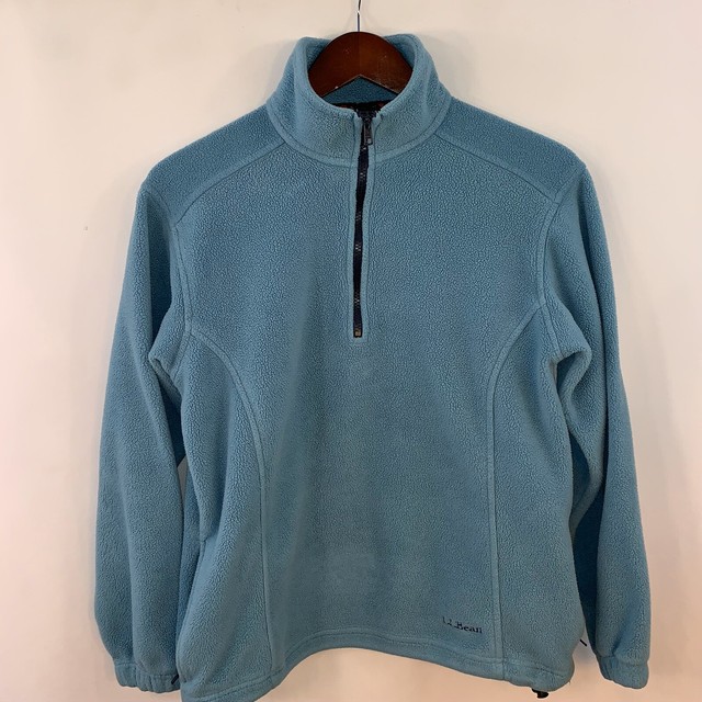 LL Bean Fleece Pull Over Half Zip Sweater Sweatshirt Pockets Blue Women S Small | eBay