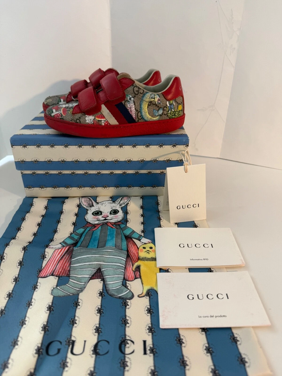 Authentique Gucci Italie Bébé Fille Todler Baskets Chaussures Taille 29