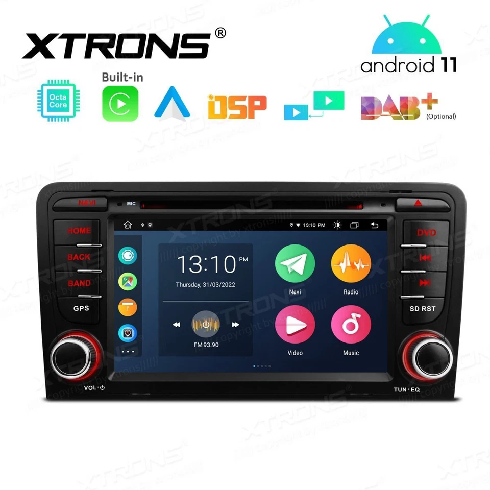 AUTORADIO ANDROID 11 STEREO AUTO 7" AUDI A3 S3 RS3 8P NAVI COMANDI VOLANTE WIFI - Immagine 2 di 4