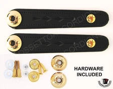 Accordion Bellow Straps Black Pair w/ Gold Hardware Balghalter, Balgriemen