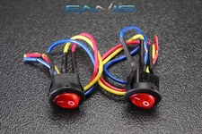 2 PCS ROCKER SWITCH ON OFF RED TOGGLE LED 12V 16 AMP 3 PIN IS-EC-IR1216RED
