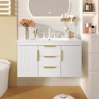 Solid Wood Bathroom Cabinet 36' Wall Mounted Floating Storage Cabinet w Drawers