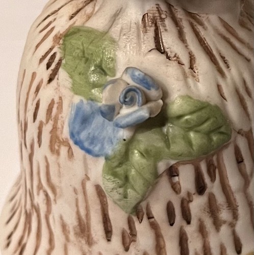 Campana de pájaro Robin de cerámica (diseño de madera en campana con flor azul) - Imagen 6 de 6