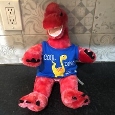 BUILD A BEAR 17" Plush Red with noise DINOSAUR Stuffed Animal with BAB Shirt