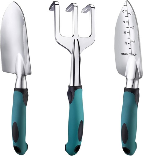 SXBBSMC 3-Piece Garden Tool Set - Cast Aluminum Hand Shovel, Trowel & Rake For Men, Women & Kids - View #4