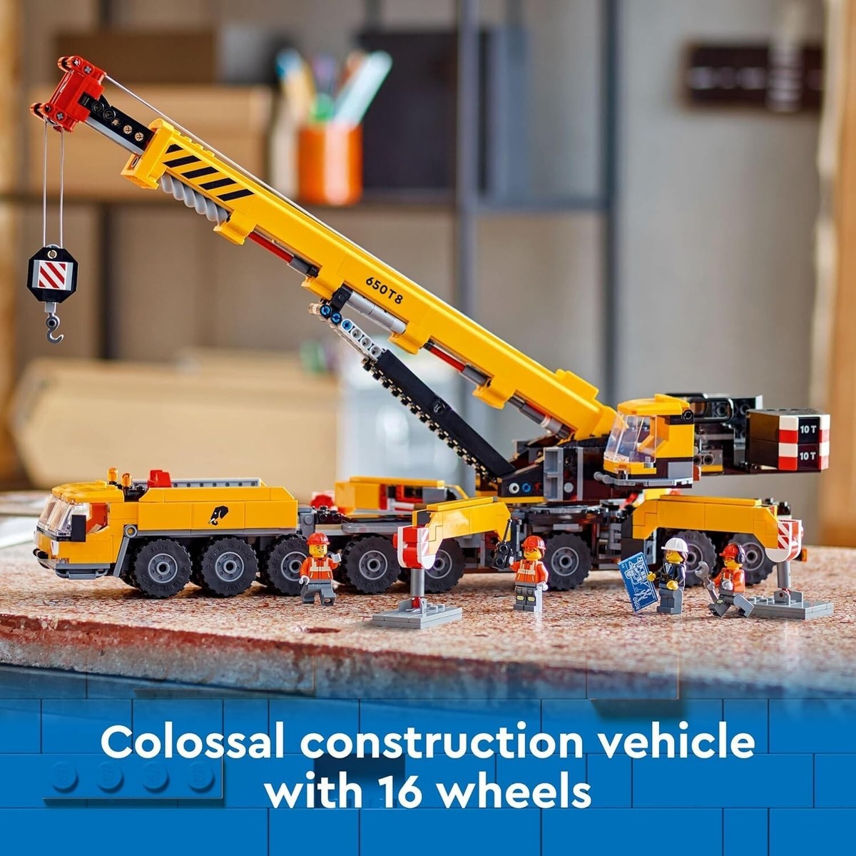 LEGO City Yellow Mobile Construction Crane Toy Set for Boys and