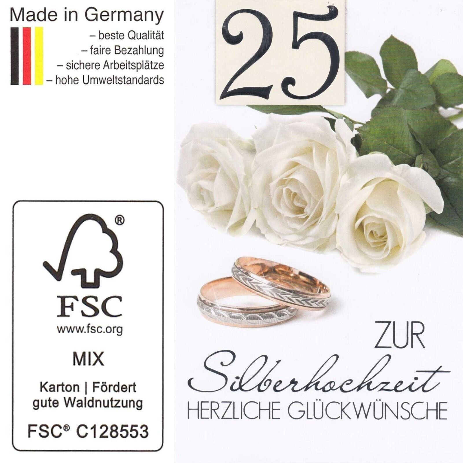 Fsc Glückwunschkarte Karte Glückwunsch Silberhochzeit Hochzeitstag Ringe Ehe 14