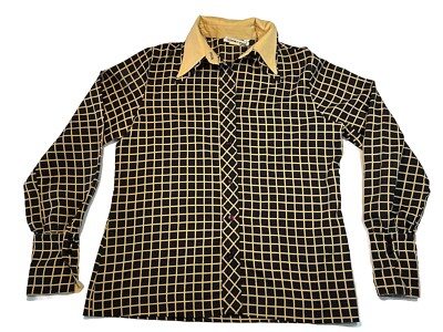 CONTESSA MONIQUE Florence Alper Splendid 70s Vintage Blouse Size 16 Plaid