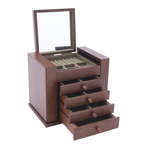 Organizer portagioie vintage 5 strati scatola portaoggetti in legno organizer con 4 cassetti - Foto 20 di 24