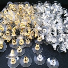 100pcs Gold Silver Earring Backs Stoppers Findings Stud Ear Post Nuts Findings