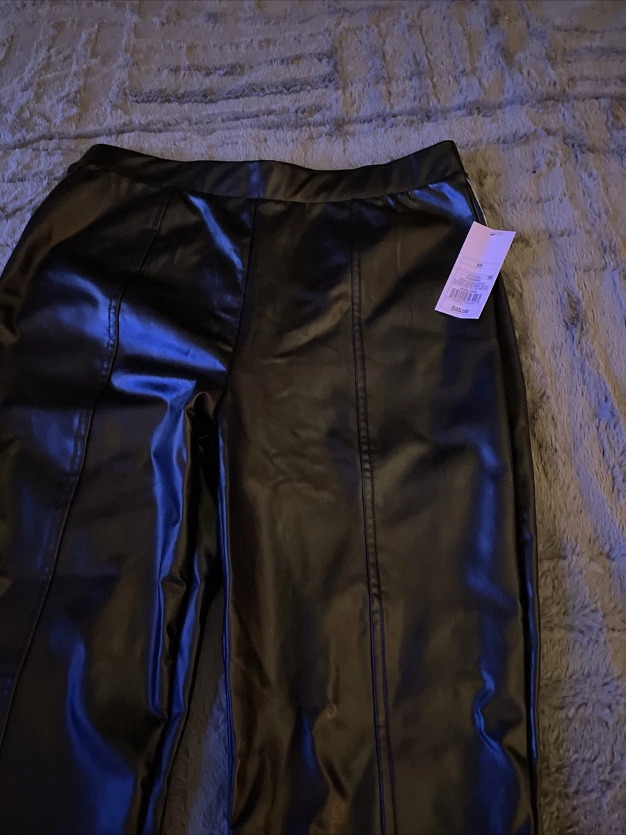 target faux Leather pants with front split leg black m