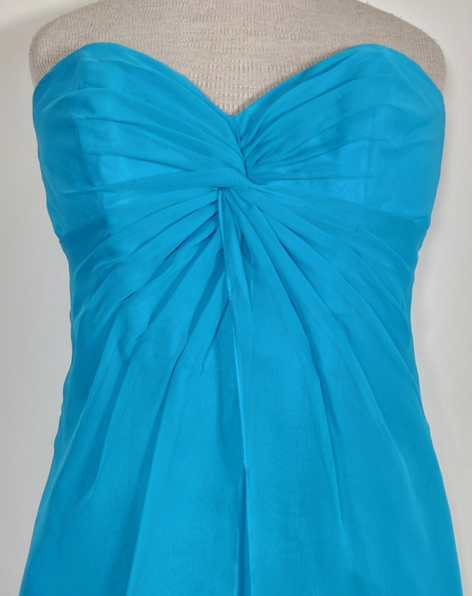 Eden Maids Dress Size 4 Aqua Blue Strapless Bridesmaid Collection Empire Waist View 2