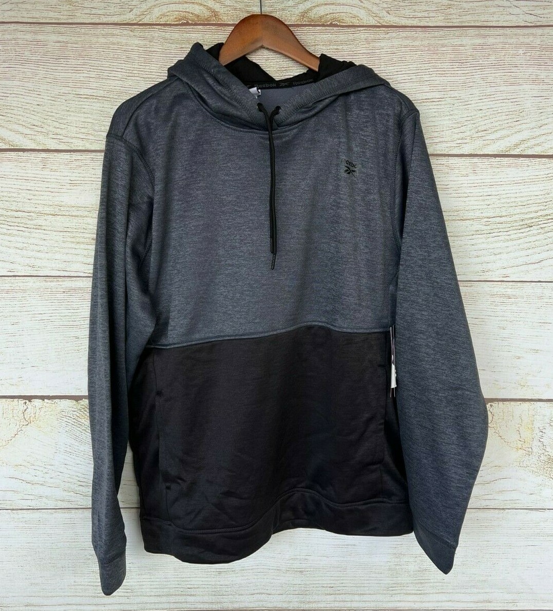 Reebok Hoodie Sweatshirt Mens XLarge Ebony Heather Summit PO Fleece Hoodie New