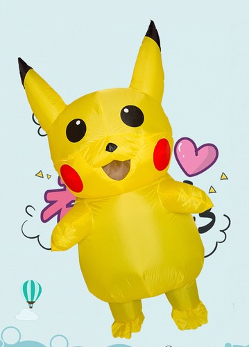 Adult Kids Pikachu Inflatable Costume Child Cosplay Mascot Anime Halloween Party - Picture 2 of 7