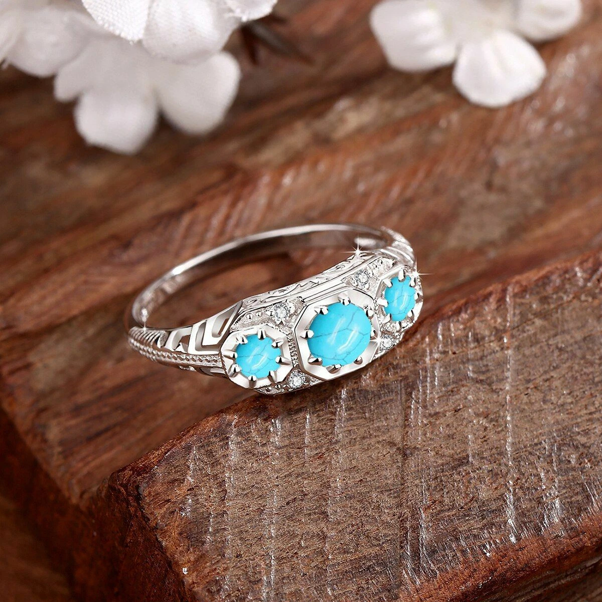 Turquoise Ring, Blue Copper Turquoise Sterling Silver Ring, Wide Band – Its  Ambra