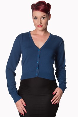 Teal Little Luxury Cropped Button Rockabilly Retro Cardigan BANNED Apparel