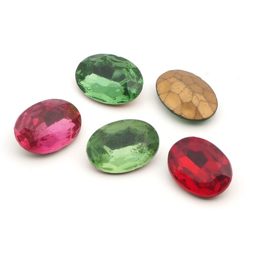 Lotto 5pz 25x18mm Strass Vetro Ovali Grandi Cechi Vintage - Foto 3 di 4