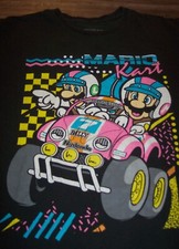 VINTAGE STYLE SUPER MARIO KART Nintendo T-Shirt MENS SMALL Luigi Pnk
