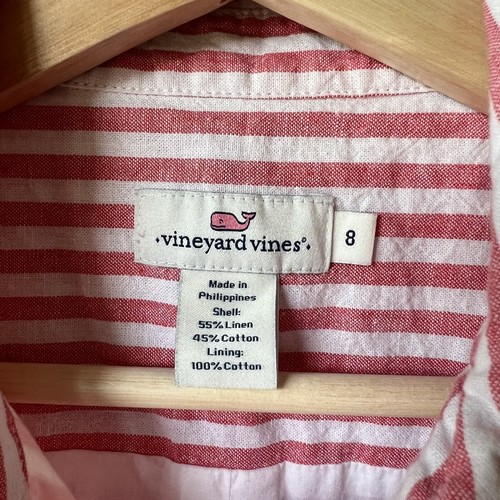 Vineyard Vines Tiamo Stripe Shirt Dress NEW Linen Sleeveless Women’s 8 Jetty Red - Picture 6 of 12