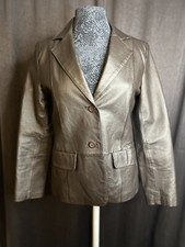 Chadwick's Women Chocolate Brown 100% Leather Mid Length Blazer/jacket Size 8p