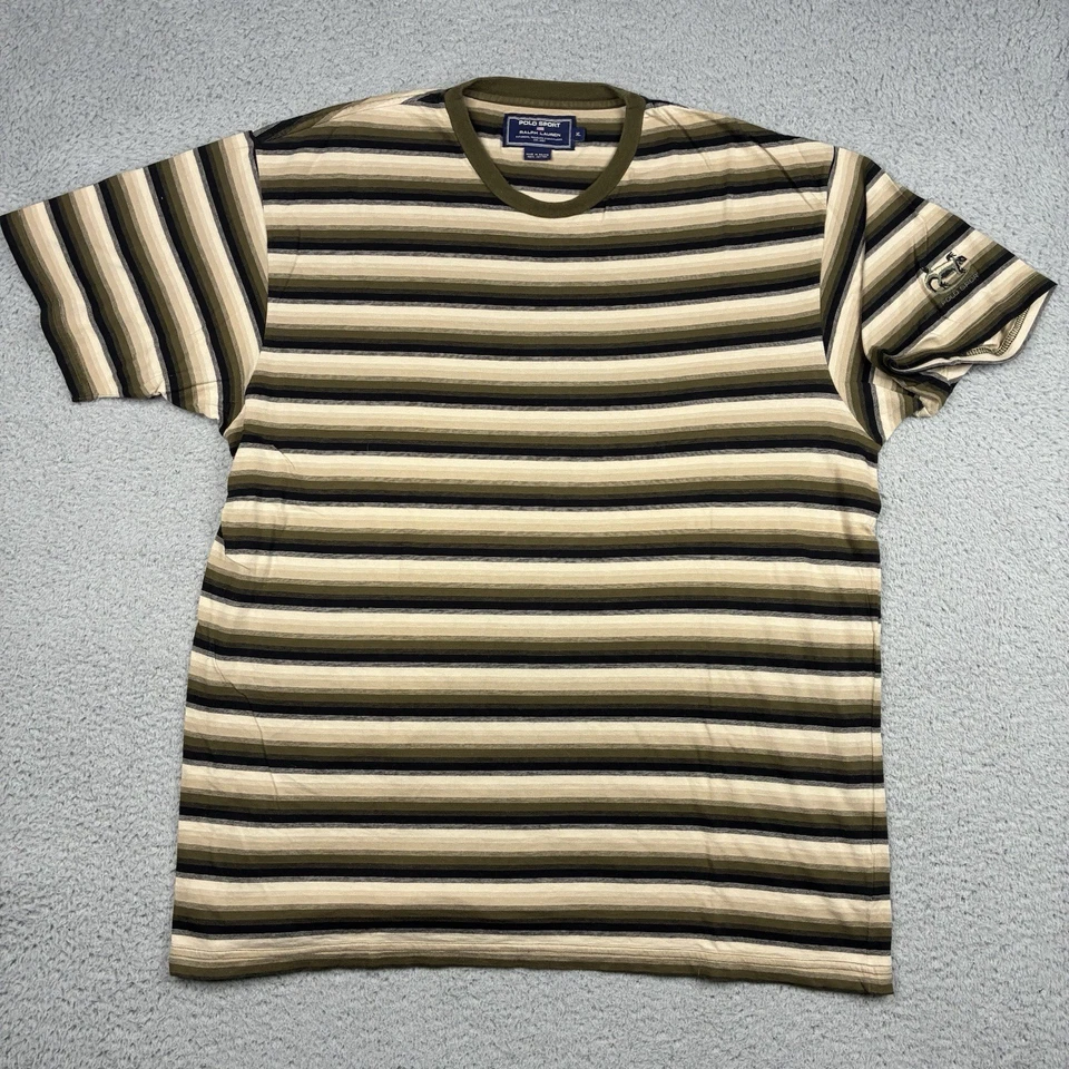 Camiseta Polo Deportiva De Colección Para Hombre XL Verde Rayas L Logo Bordado Deportista Foto 2 de 4