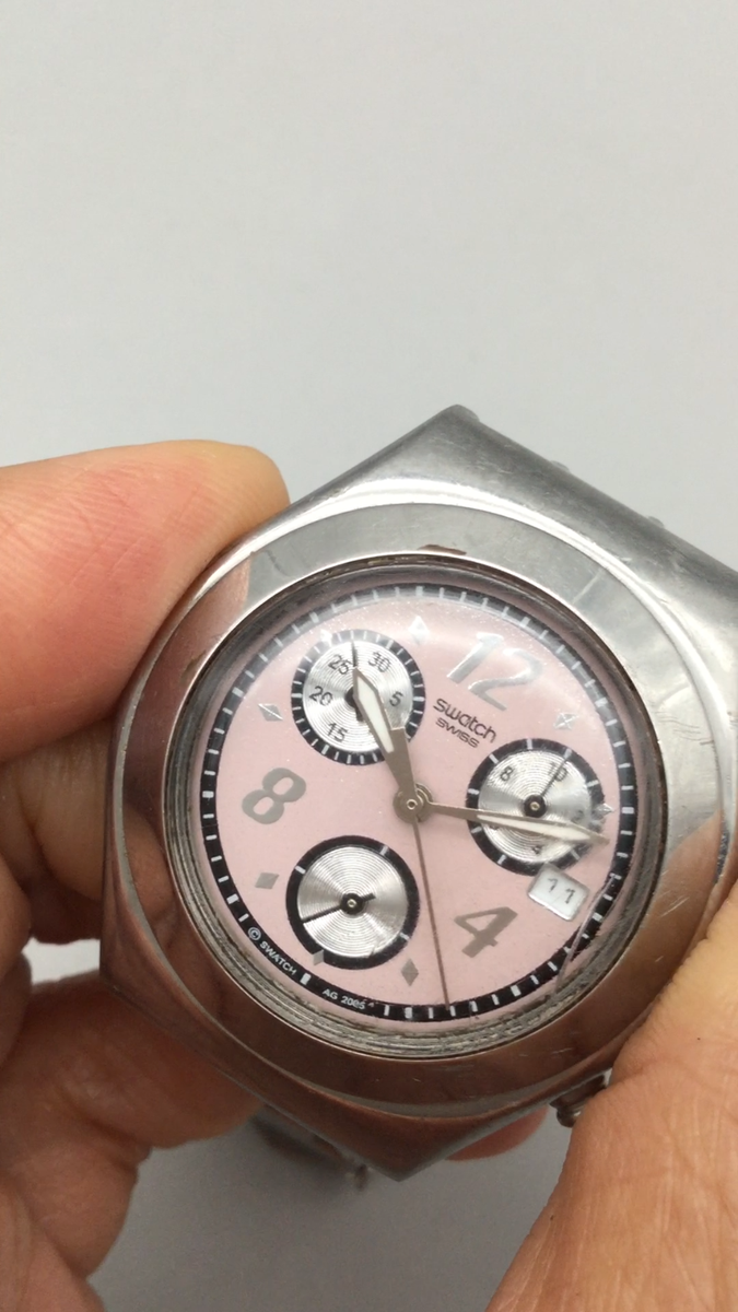 Swatch Irony Two Way Road Womens Watch 35mm Pink Chronograph New