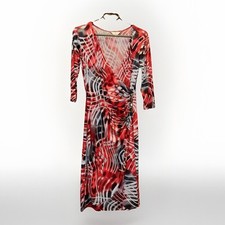Women’s TIA Wrap Dress UK10 Red Stretch 