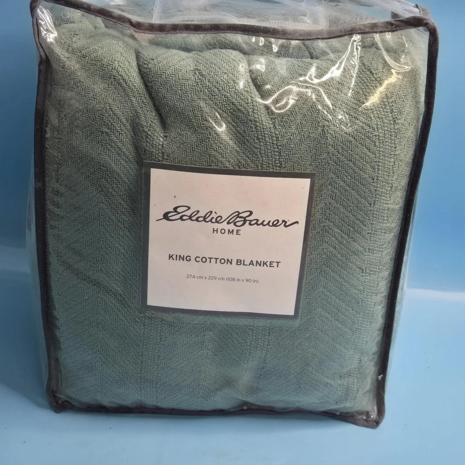 Manta Eddie Bauer 108"x90" 1 pieza espiga algodón tejido rey Foto 3 de 4