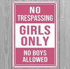 Girls Only No Boys Allowed 8 x 12 V Novelty Metal Sign Made In USA New!