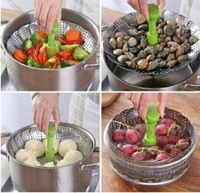 Adjustable Steam Vegetable Basket Folding Steamer Stainless Steel Mesh Cook Tray