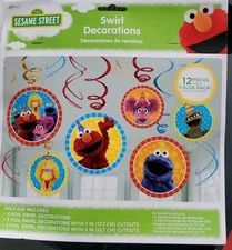 Sesame Street - Hanging Swirl Decorations Birthday Party 12 Pc
