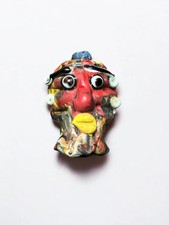 Antiques Rare Phoencain Old Mosaic Glass Face Amuelt Pendant